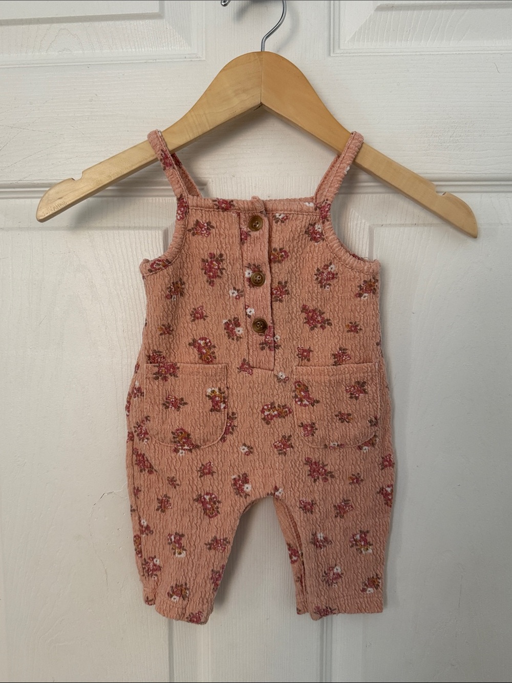 Nicole Miller baby Floral Pink Overall Romper with Front Pockets